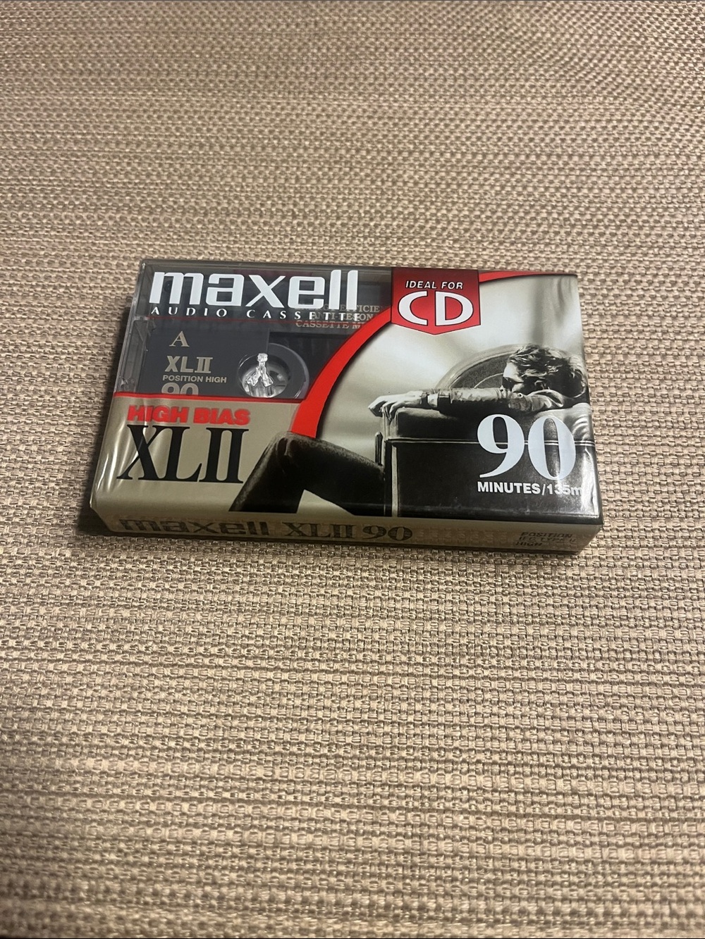 Maxell XLII 90 High Bias Audio Cassette - Black/Silver blank
